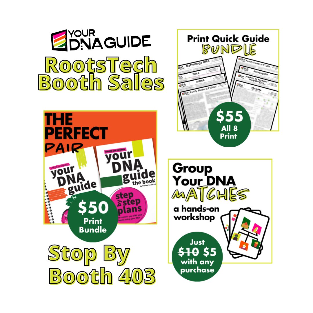 At #RootsTech this week? Don’t forget to see us at Booth 403 in the Expo Hall!

Score NEW items &amp; exclusive deals you won’t find online
Grab in-person-only specials &amp; giveaways
Got questions? I’ll be there—come say hi!

See you there! 
#RootsTech2025