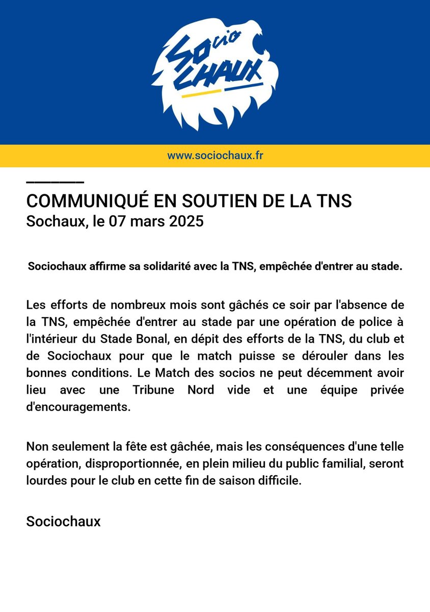 sociochaux_asso's tweet image. Communiqué officiel : Soutien à la TNS 🤝
