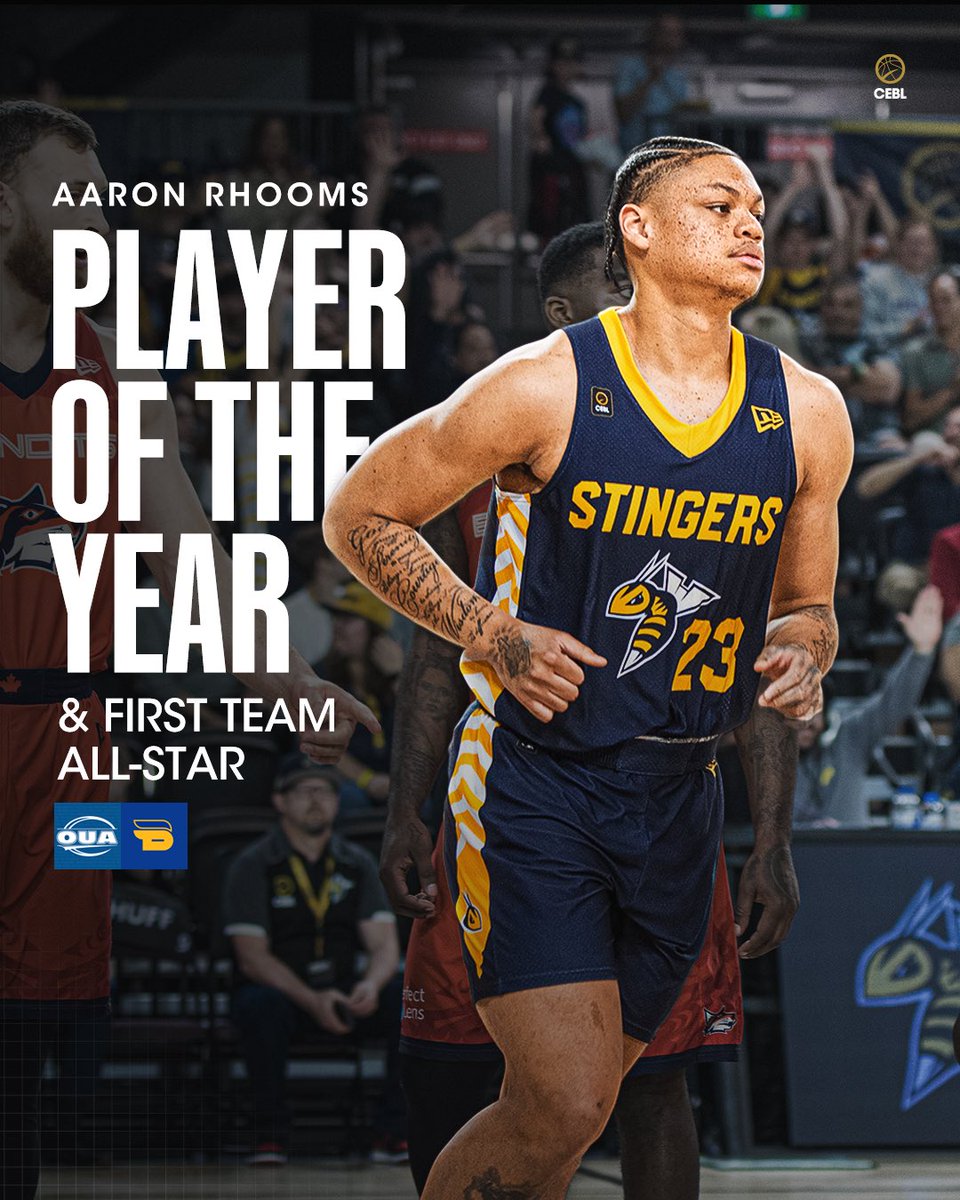 CEBL (@cebleague) on Twitter photo 🏆 <a href="/OUAsport/">Ontario University Athletics</a> Player of the Year
Former <a href="/sss_cebl/">scarborough shooting stars</a> and <a href="/ED_Stingers/">Edmonton Stingers</a> Aaron Rhooms led the OUA in scoring this season averaging 21.6 points in 24 games with <a href="/tmuboldmbb/">TMU Bold Men’s Basketball</a>. He was also recognized as an OUA First Team All-Star ⭐ Congratulations Aaron 👏
#PullUp | #CEBLSeasonVII 🏆 <a href="/OUAsport/">Ontario University Athletics</a> Player of the Year
Former <a href="/sss_cebl/">scarborough shooting stars</a> and <a href="/ED_Stingers/">Edmonton Stingers</a> Aaron Rhooms led the OUA in scoring this season averaging 21.6 points in 24 games with <a href="/tmuboldmbb/">TMU Bold Men’s Basketball</a>. He was also recognized as an OUA First Team All-Star ⭐ Congratulations Aaron 👏
#PullUp | #CEBLSeasonVII