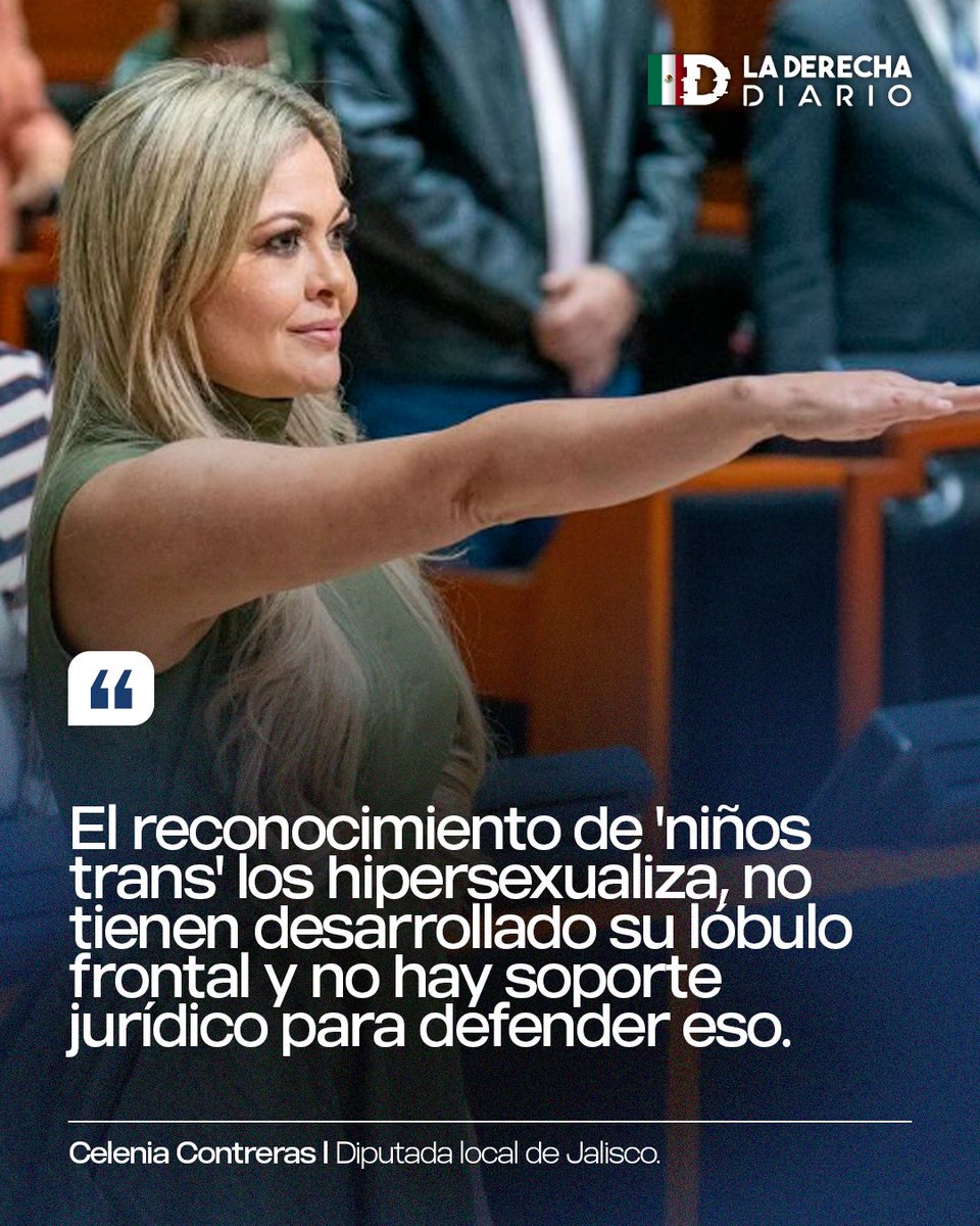 DerechaDiarioMX's tweet photo. 🇲🇽 | "El reconocimiento de 'niños trans' los hipersexualiza, no tienen desarrollado su lóbulo frontal y no hay soporte jurídico para defender eso": La diputada Celenia Contreras fue aplaudida en el Congreso de Jalisco por proteger firmemente a los niños de los enfermos mentales que buscan sexualizarlos y de los pervertidos con su ley de "niños trans".