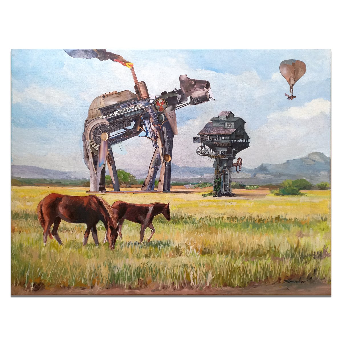 "Where the action is was and will be"

Óleo y collage sobre lienzo.

65x50cm.

Obra original disponible.

#art #arte #analogart #collage #tecnicamixta #oilpainting #collageartist #fantasyart #steampunk #landscapeart #fantasy #paisaje #imagination #contemporaryart