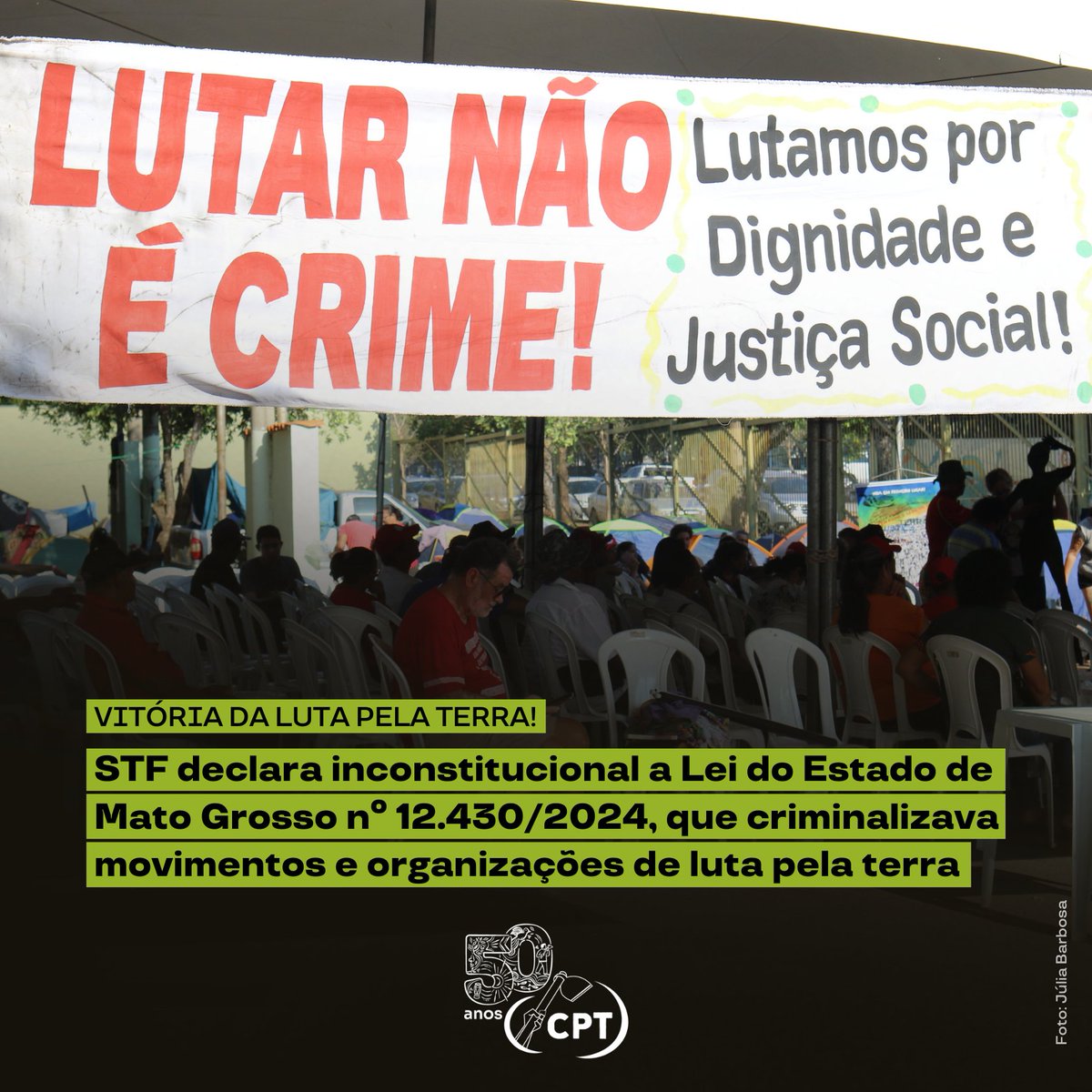 ⚠️ Nesta quarta-feira (05), o STF declarou, por unanimidade, a inconstitucionalidade formal da Lei do Estado de Mato Grosso nº 12.430/2024 - que criminalizava movimentos e organizações de luta pela terra.

Lutar não é crime! Reforma Agrária JÁ!

mla.bs/8cd48fc3