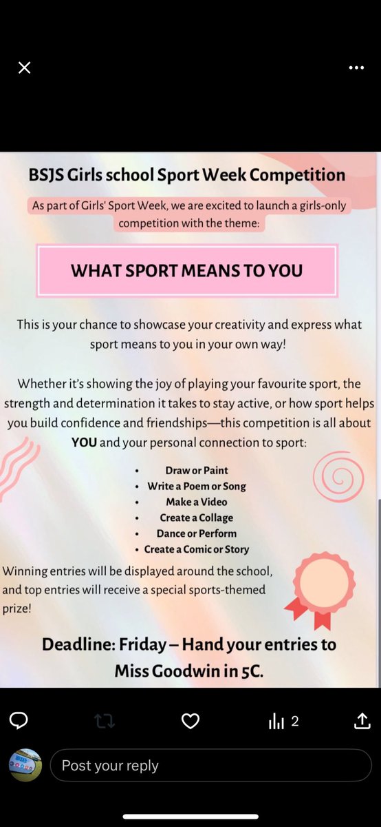 rotherhamgames's tweet photo. Things we love to see π€©
@BramleyJunior well and truly embracing Rotherham Girlsβ Week π±π»ββοΈπ§π½
Look at what theyβve got planned to get girls activeππ»
Well done @missmgoodwin
ππ»
#RotherhamGirlsWeek https://t.co/p0wtLT0WDr