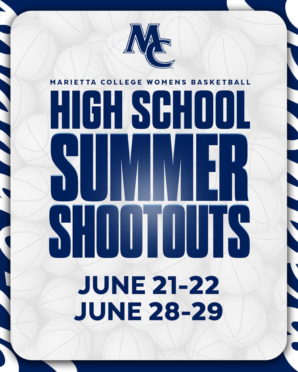 Marietta College WBB (@marietta_wbb) on Twitter photo 😎Summer Shootouts😎
Our dates are set and we would love to have you and your team on campus for a great weekend of competition!
Please contact Head Coach Jenna Andersen to register. jla004@marietta.edu 😎Summer Shootouts😎
Our dates are set and we would love to have you and your team on campus for a great weekend of competition!
Please contact Head Coach Jenna Andersen to register. jla004@marietta.edu