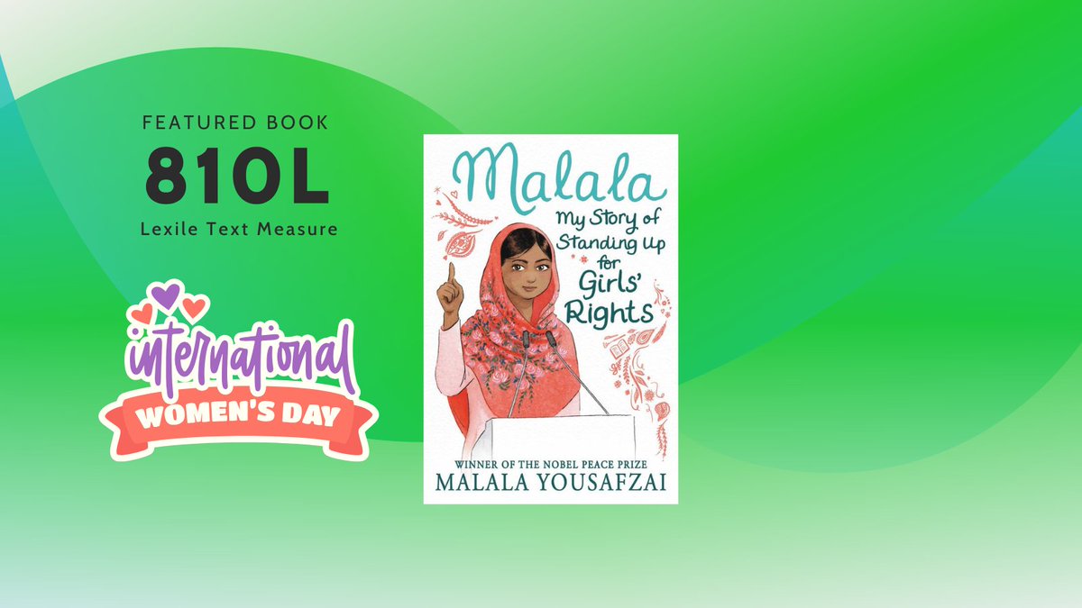 🌺📚Tomorrow is #InternationalWomensDay! Celebrate with Malala: My Story of Standing Up for Girls' Rights (810L) by Malala Yousafzai. Discover this book and more with our #FindABook tool on the Lexile &amp; Quantile Hub! 
hub.lexile.com/find-a-book/de…