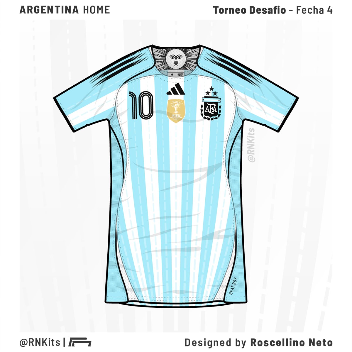 rnkits's tweet photo. @acmilanbr @ACMilan_Brasil @MilanTMN @acmilan Argentina Home 🇦🇷

Para a seleção argentina, outra variação dos frizos, inseridos nos paineis laterais.

As faixas fazem referência ao nascer do sol, referenciando também o Sol de Maio, símbolo nacional. https://t.co/WdCcr5x4b2