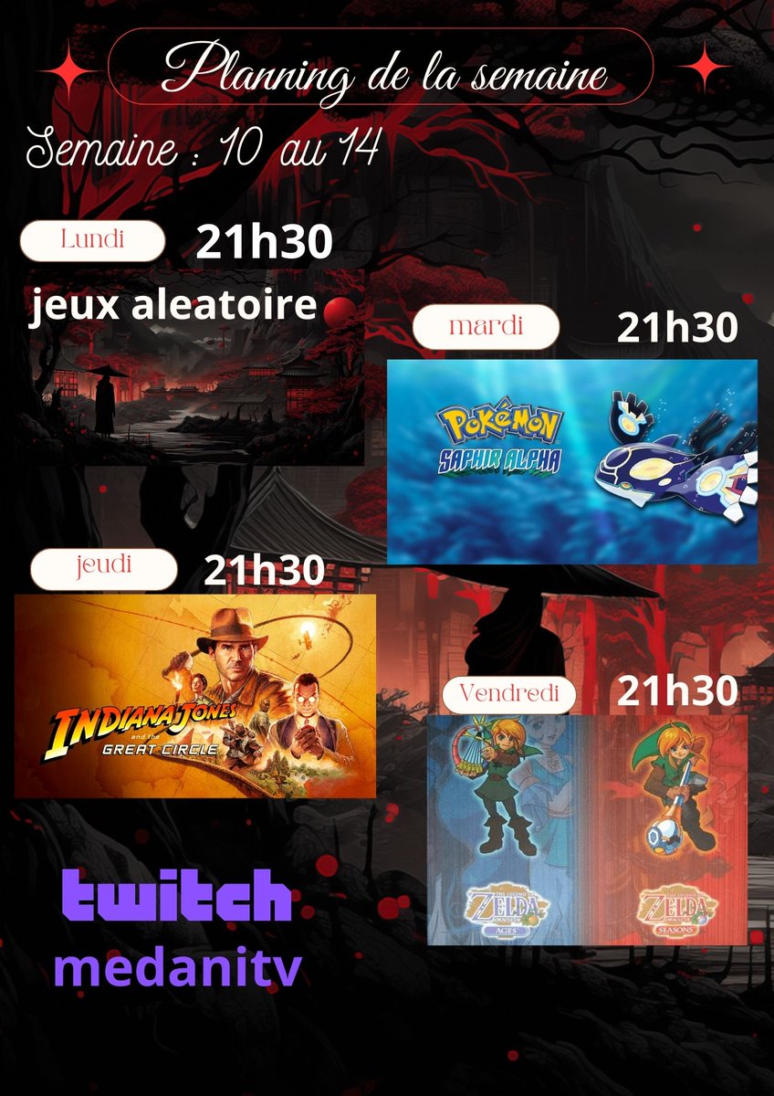 Medanitv1's tweet photo. yo nouvelle semaine 
https://t.co/1igFLpQmit
#twitch #twitchstreamer #Pokemon #zelda #GamingCommunity #streamer @TwitchFR https://t.co/OP1tbL9jng
