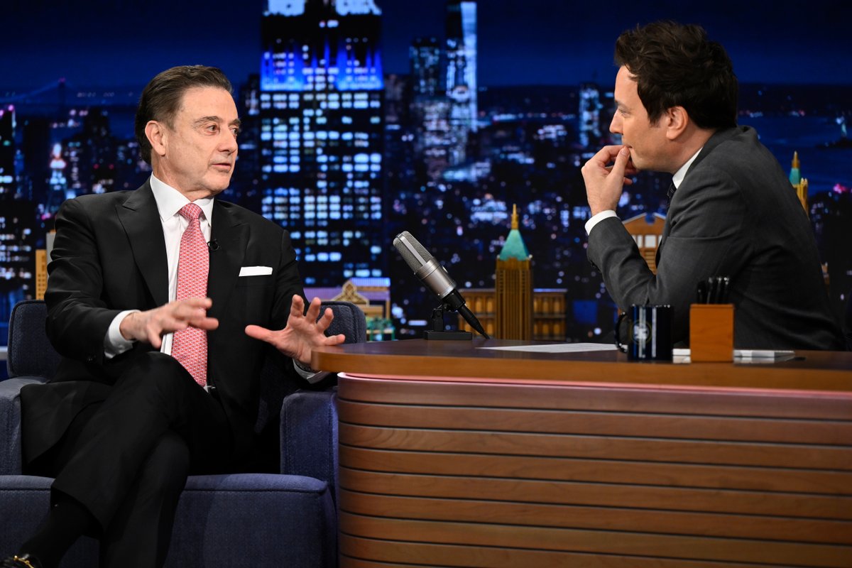 FallonTonight's tweet image. Coach @RealPitino makes his Tonight Show debut to talk his series Pitino: Red Storm Rising and the @StJohnsBBall team joins him for a sea shanty! #FallonTonight #RedStorm