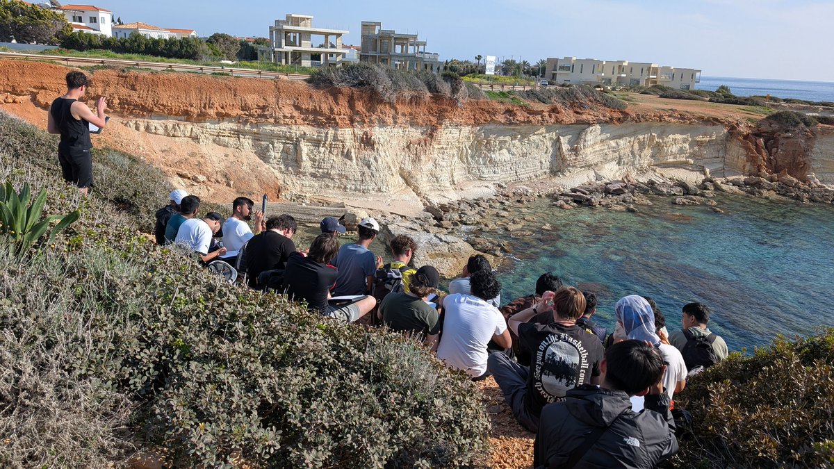 AGSB_Geology's tweet photo. Our final full day in Cyprus for 2025 - metamorphic geology, structural geology and change stress regimes finishing off with a final field sketch and 9 marker practice. With the obligatory visit to Paphos for our traditional pizzas on the final night. #Geoliday #ThinkGeology https://t.co/uZYlEtl9qW