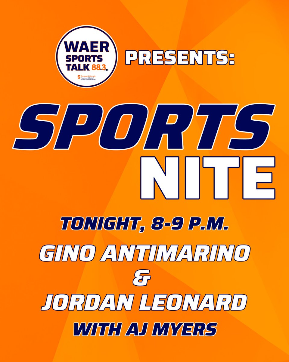 WAER Sports Talk (@waersportstalk) on Twitter photo It's another big weekend for <a href="/CuseMLAX/">Syracuse Men’s Lacrosse</a> and <a href="/CuseWLAX/">Syracuse Women's Lacrosse</a>, while it's almost the end of hoops season.
<a href="/ginoantimarino/">Gino Antimarino</a> and <a href="/JLeonard1013/">Jordan Leonard</a> break down everything you need to know on SportsNite.
Plus, our reporter <a href="/ajmyerstv/">AJ Myers</a> joins us!
💻: youtube.com/watch?v=ijk6Qo……
📻: 88.3 FM It's another big weekend for <a href="/CuseMLAX/">Syracuse Men’s Lacrosse</a> and <a href="/CuseWLAX/">Syracuse Women's Lacrosse</a>, while it's almost the end of hoops season.
<a href="/ginoantimarino/">Gino Antimarino</a> and <a href="/JLeonard1013/">Jordan Leonard</a> break down everything you need to know on SportsNite.
Plus, our reporter <a href="/ajmyerstv/">AJ Myers</a> joins us!
💻: youtube.com/watch?v=ijk6Qo……
📻: 88.3 FM