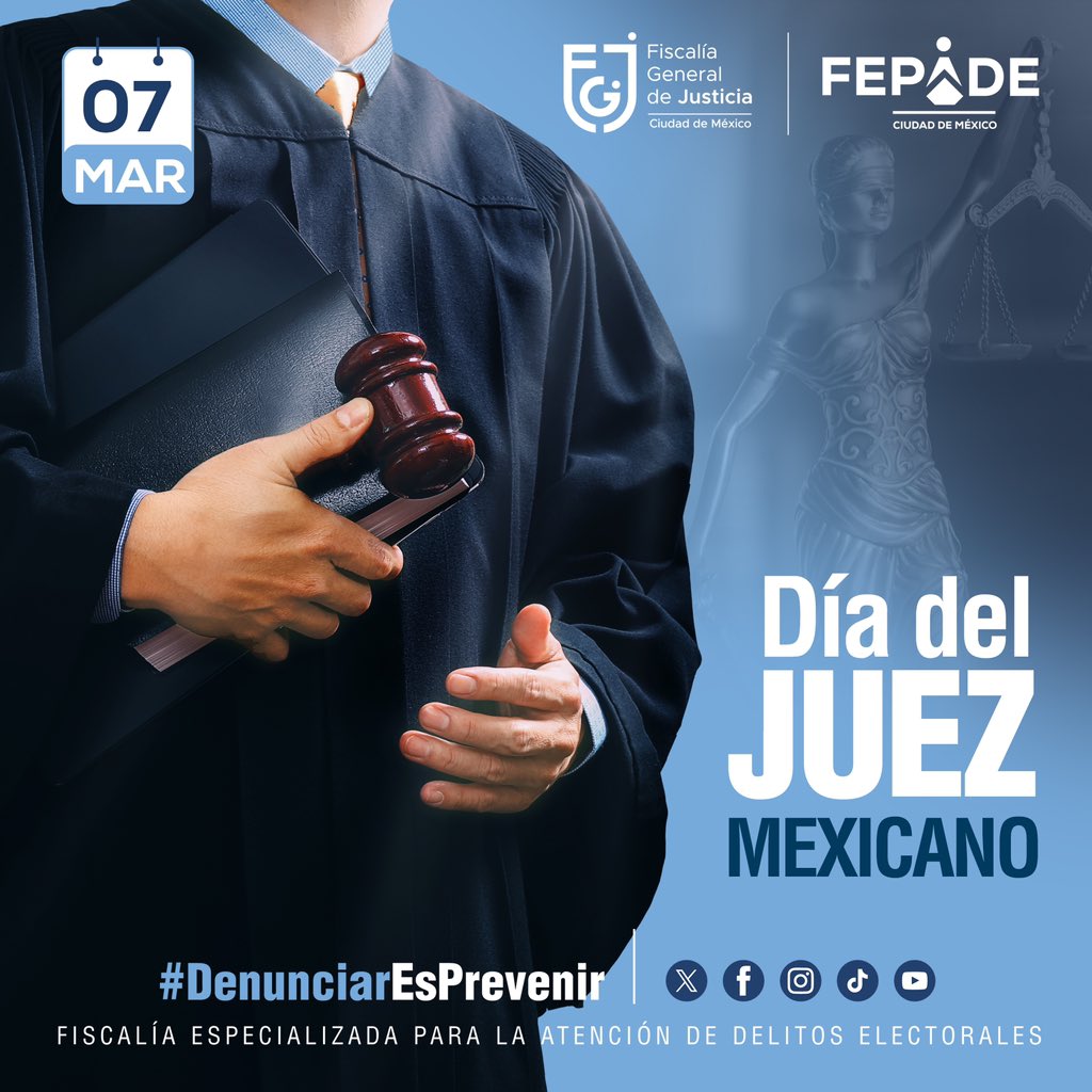 #Efeméride | El 7 de Marzo celebramos el Día del Juez Mexicano, una fecha para reconocer su labor y una oportunidad para reflexionar sobre el compromiso y la responsabilidad que implica impartir justicia.