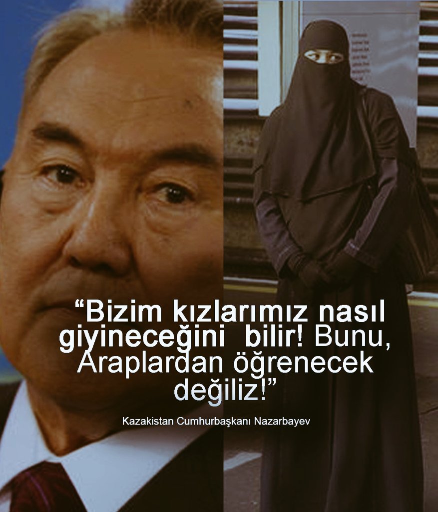 _umbertoeco__'s tweet photo. Kazakistan'da peçe ''Türklere uymayan bir giyim tarzı" denilerek ve "İftar" ile "sahur" kelimeleri Arapca oldugu için yasaklandı ...

Kazakistan'da sahur yerine 'seresi ' iftar yerine 'agiz, acar' kelimeleri kullanilacak ...

Bu konuda ne düşünüyorsunuz...?!
yorumları alayım... https://t.co/q5ulnj7UVZ