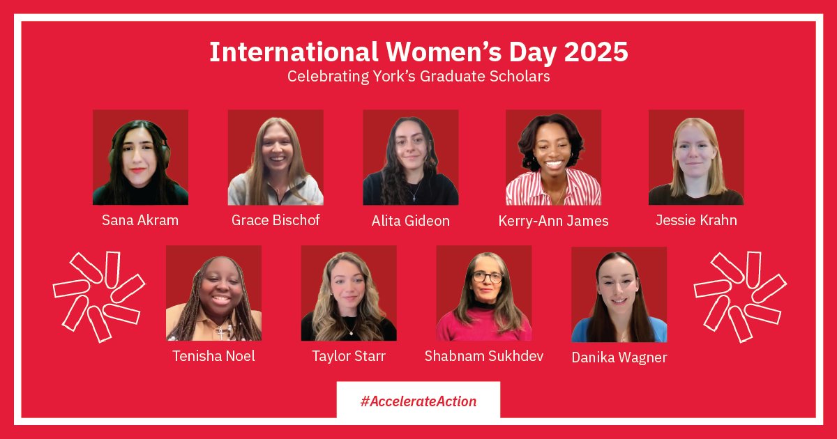 YorkUFGS's tweet photo. This International Women's Day, we're celebrating graduate scholars who are leading the way with groundbreaking research and driving positive change! Learn more via their interview videos: https://t.co/FxMA6fRvSM
#IWDatYU #YorkUSDGs #GradStudiesYU #YUPositiveChange #YUResearch https://t.co/wXJNBym8hf