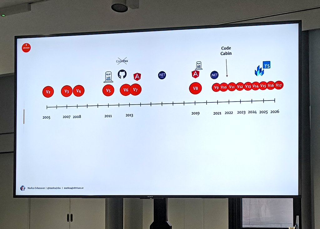 Thanks <a href="/markusjoha/">Markus Johansson</a> for an #Umbraco history lesson and upgrade guide in one engaging talk! I think I'm team v4, but that's going back a bit 😂 #umbracospark