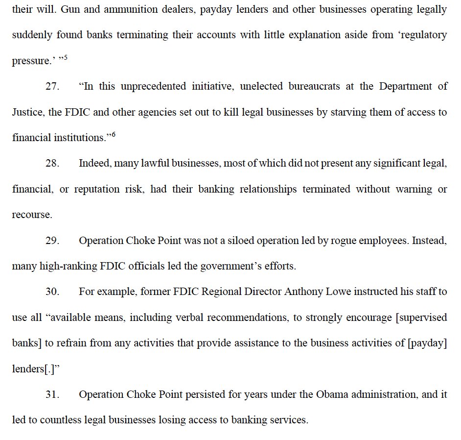 CaitlinLong_'s tweet image. HERE'S AN EXCERPT from the Trumps' lawsuit against @CapitalOne over #debanking. #OperationChokePoint looms large: