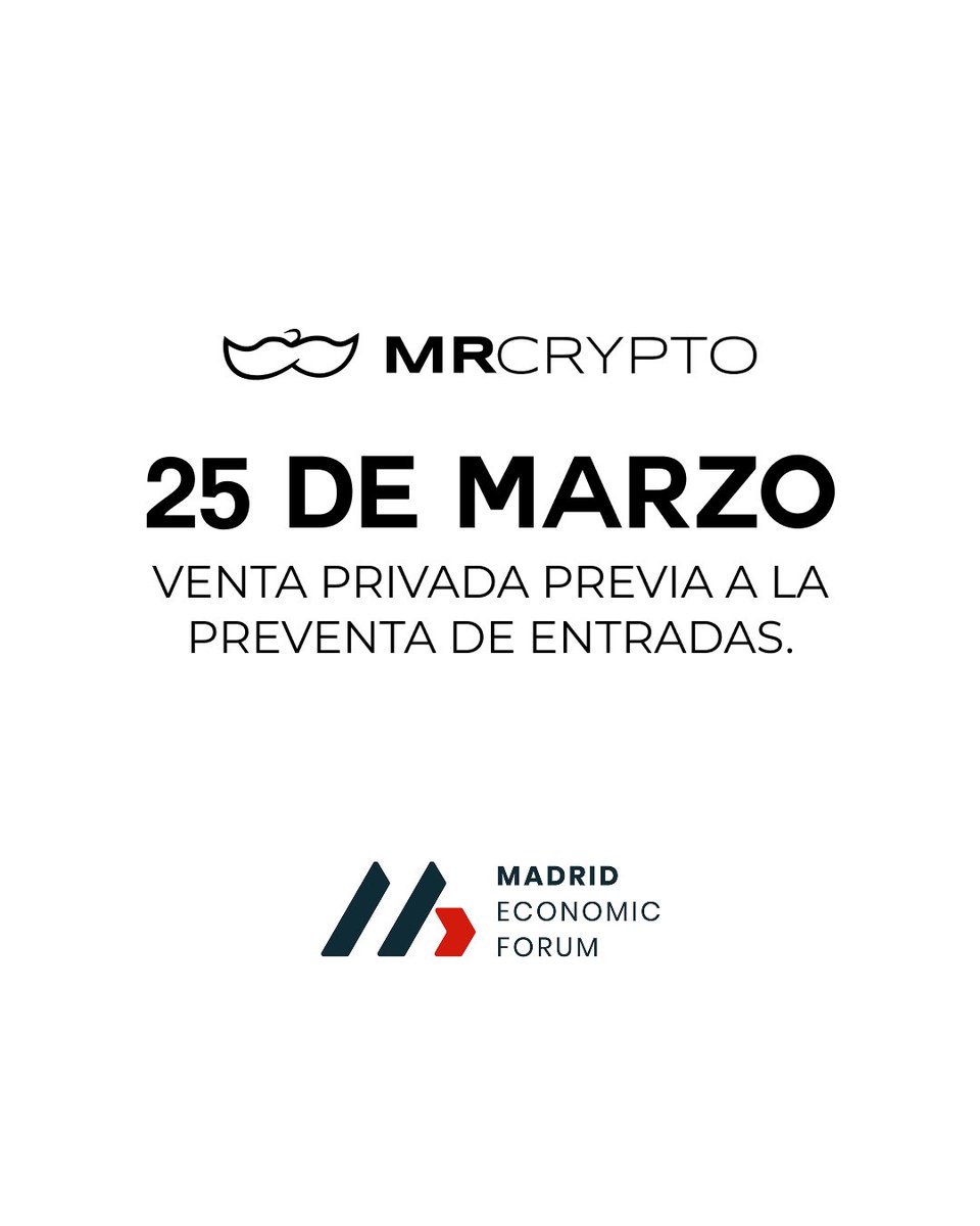 Mr. Crypto Private Club (@mrcryptoclub) on Twitter photo Atentos a Discord que tendréis acceso a la venta privada del <a href="/madridecoforum/">Madrid Economic Forum</a> para que podáis pillar sitio con toda comodidad. Atentos a Discord que tendréis acceso a la venta privada del <a href="/madridecoforum/">Madrid Economic Forum</a> para que podáis pillar sitio con toda comodidad.