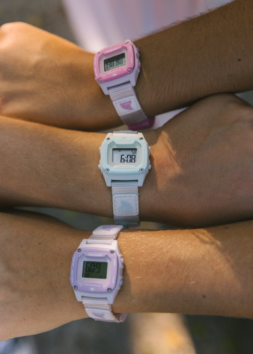 freestyle_watch's tweet photo. Classic or Mini, bold or pastel—the Color Pop collection is bringing the fun. ⌚✨ Time’s ticking, but the good vibes? They’re forever. 💜💙💗 #FreestyleWatches #SharkWatch #ColorPop #RetroStyle #StayRad #SurfReady #SpringStyleInspo https://t.co/hTpyyZFqhG https://t.co/HJXgeXNa2I