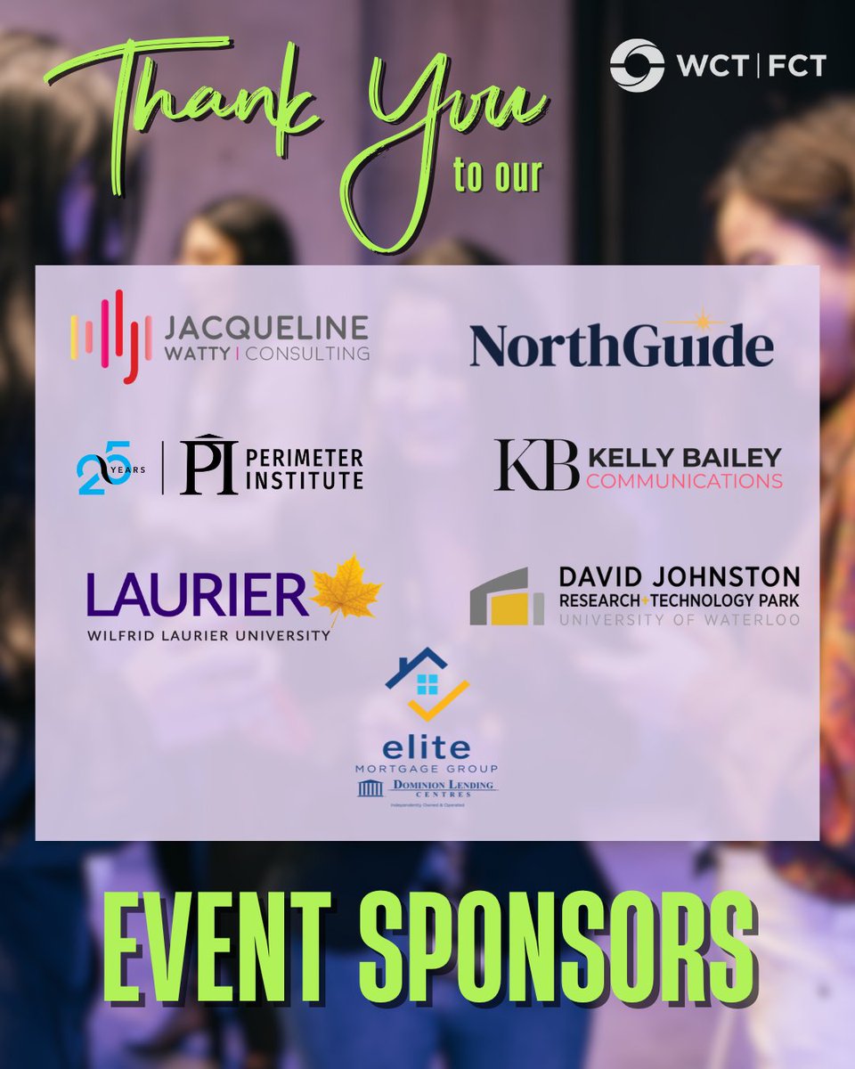 A huge thank you to our amazing sponsors for supporting the WCT-WR IWD event, Accelerate Action: Agents of Change! Your generosity helps amplify women’s voices and drive change.

<a href="/WattyJacqueline/">jacqueline watty</a> <a href="/NorthGuide/">North Guide</a> <a href="/Perimeter/">Perimeter Institute</a> <a href="/Laurier/">Wilfrid Laurier University</a> @RTPARKUW  <a href="/LeslieM45837647/">Leslie Morris</a>