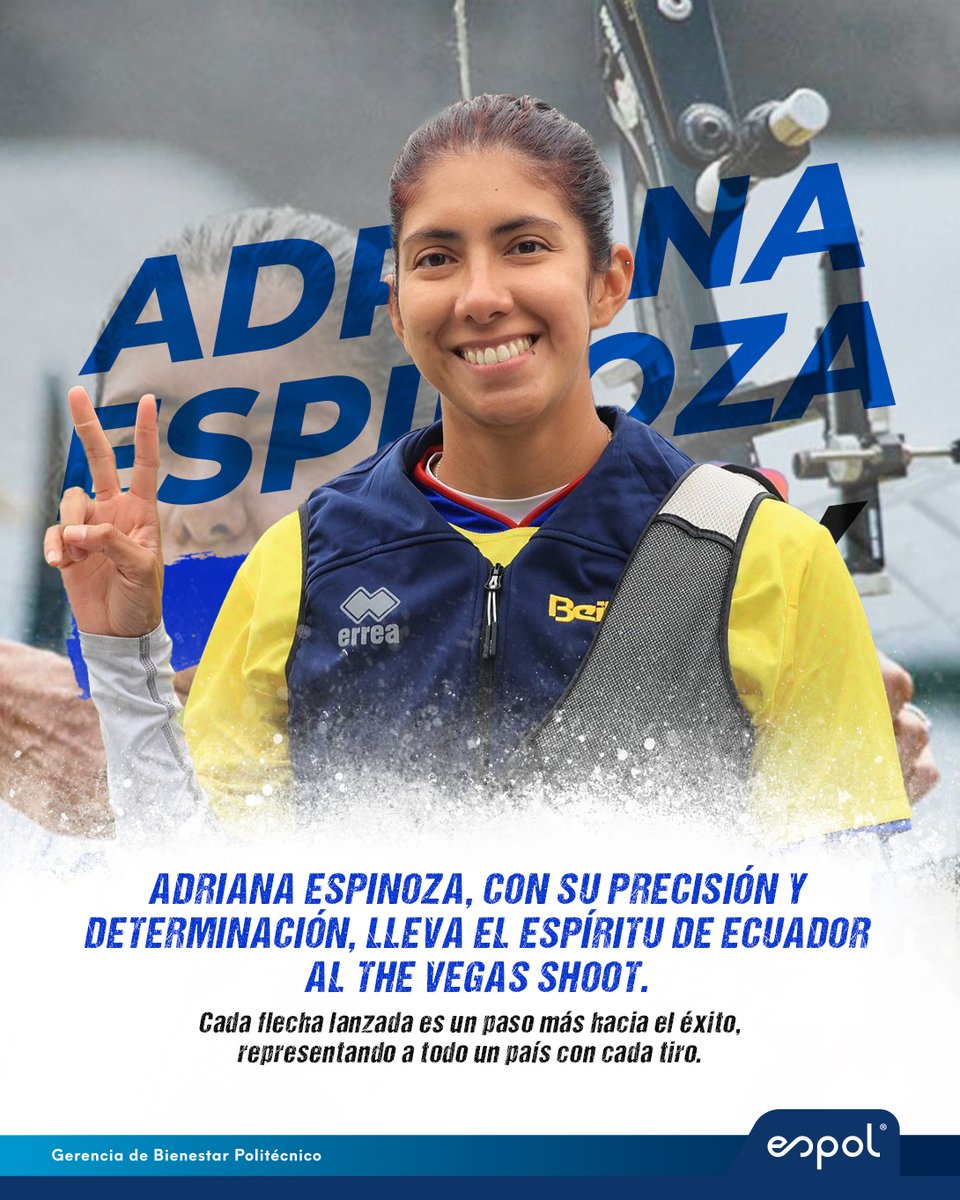 BienestarESPOL's tweet image. Con cada flecha, Adriana Espinoza demuestra la fuerza y precisión que la representan como una de las grandes en el THE VEGAS SHOOT. 🌟
En este evento internacional, no solo compite por sí misma, sino por todo un país. ¡Todo Ecuador está contigo, Adriana! 💛💙❤️