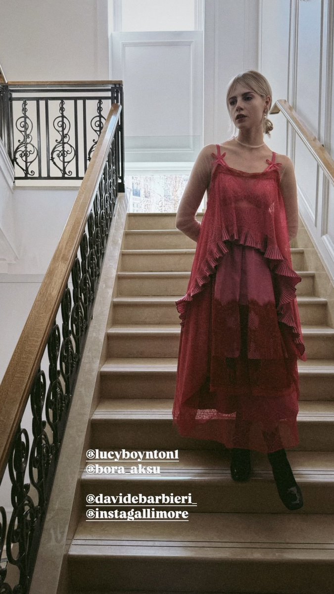 Lucy Boynton looking stunning in Bora Aksu