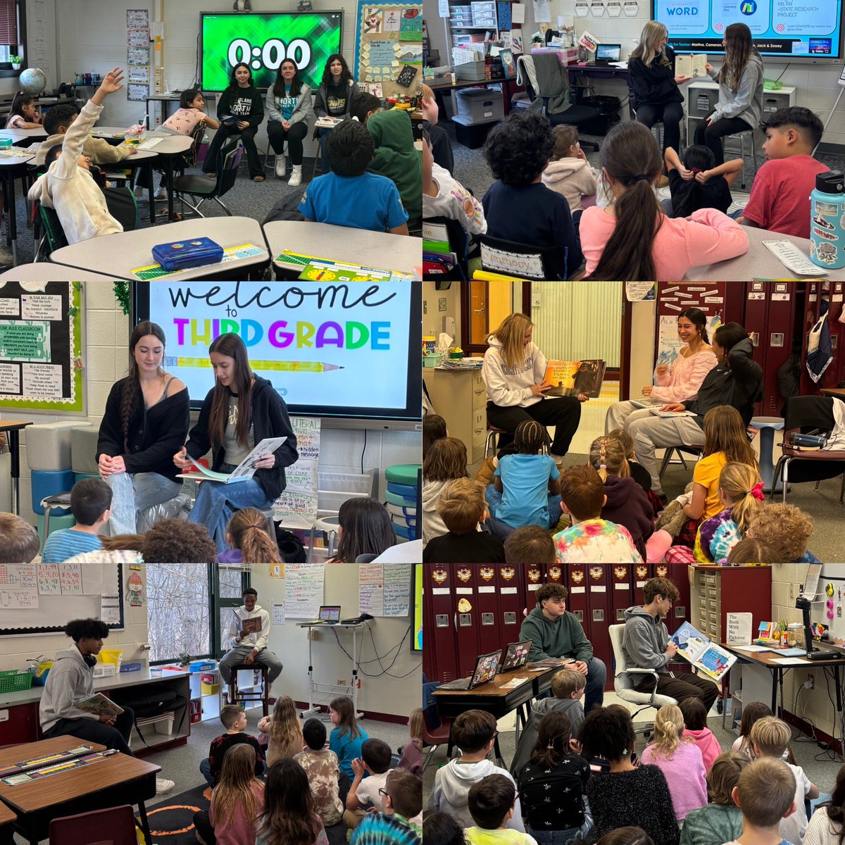 We had 14 student-athletes out in the community today at Avon and Meadowview reading to 3rd graders! 📚💛 #StandUp