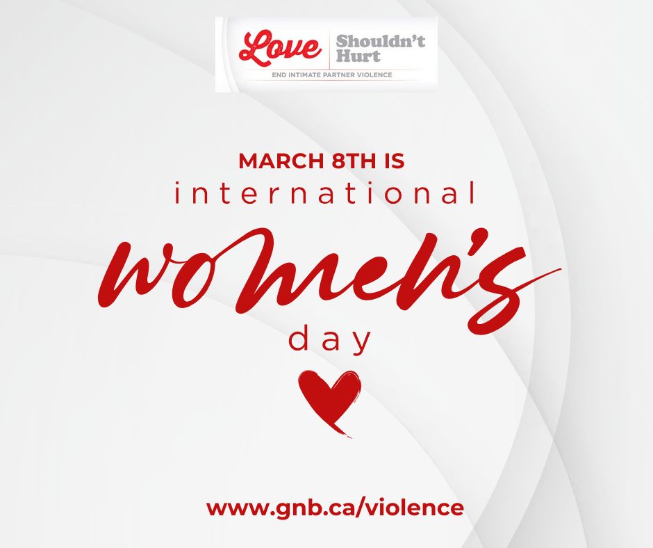 On #InternationalWomensDay, let's reflect on the importance of healthy relationships. .
If you're in a relationship where you feel loved, safe, and supported, cherish it. If you're experiencing anything less, it's time to reach out.

Learn more: gnb.ca/violence