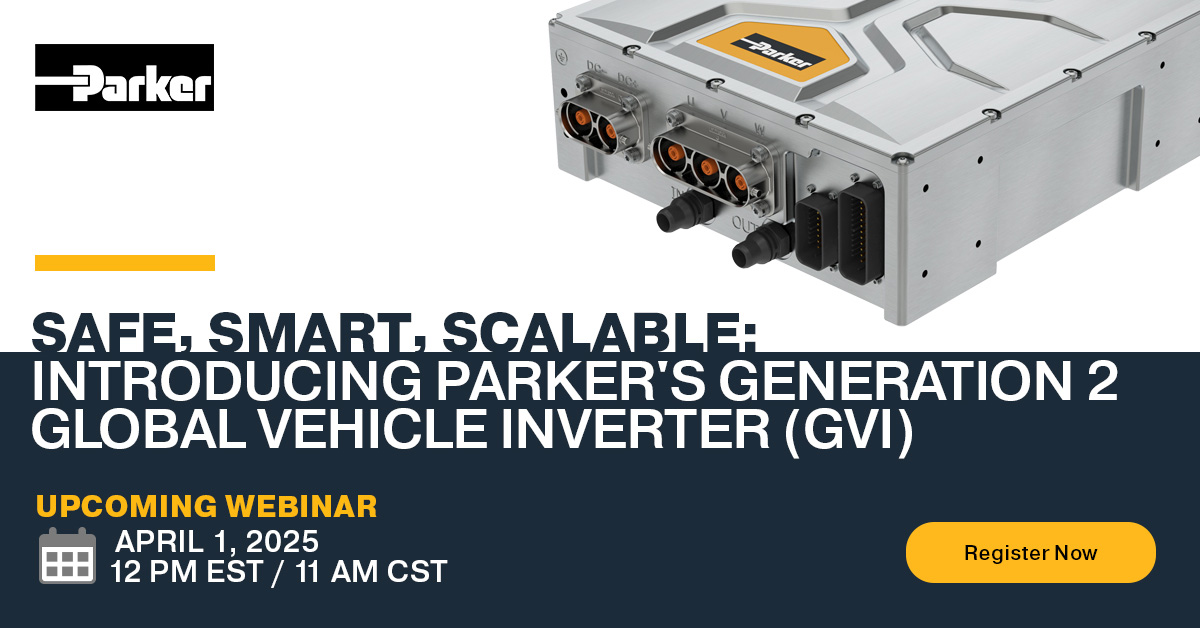 Electrification is evolving – are you ready? 🚀

Join us on April 1 at 11 AM CDT for an exclusive #webinar unveiling @parkerhannifin’s Generation 2 Global Vehicle Inverter (GVI) – a game-changer for electric and hybrid vehicles. ⚡

🔗 Register now!
bit.ly/41uA2cD