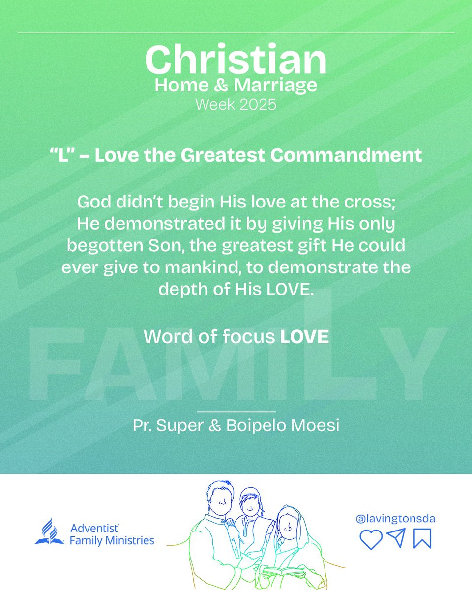 lavingtonsda's tweet photo. "L" - Love the Greatest Commandment
God didn't begin His love at the cross;
He demonstrated it by giving His only begotten Son, the greatest gift He could ever give to mankind, to demonstrate the depth of His LOVE.
Word of focus LOVE https://t.co/aVS7hnrNSl