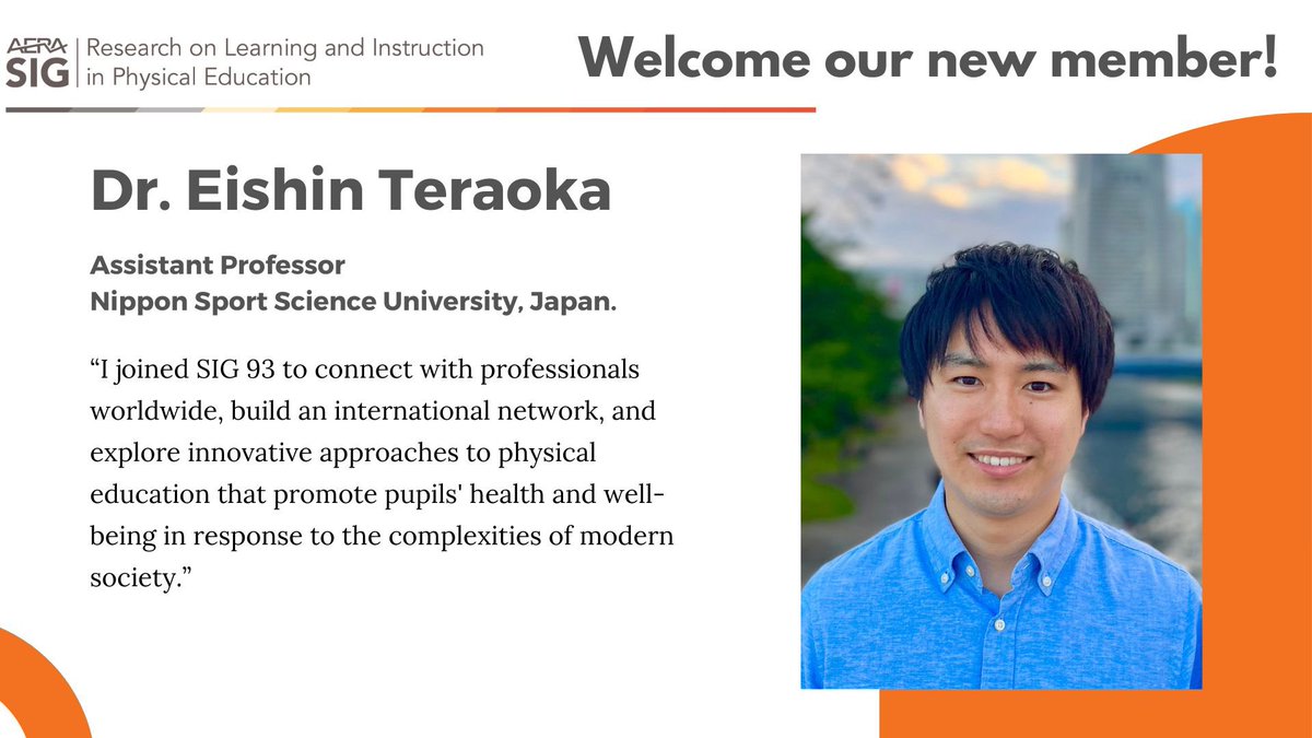 Please welcome our new member, Dr. Eishin Teraoka 😄 And share this post with someone you feel may be interested in AERA SIG93!