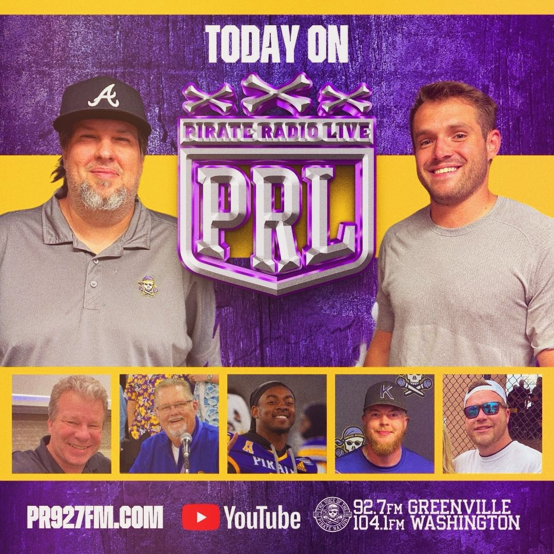 Pirate Radio ☠️ (@pr927fm) on Twitter photo 🏴☠️ NOW on Pirate Radio LIVE
- Former ECU Baseball reliever <a href="/dbeal9/">Danny Beal</a>
- Former ECU Football RB <a href="/icyy_rahjai/">Rahjai Harris (ICYY)</a>
- Former ECU Football long snapper <a href="/Alex_Royce14/">Alex Harper</a>
- <a href="/Cat_Chronicles/">C3 Panthers Podcast</a> on NFL offseason
- voice of Dowdy-Ficklen Stadium & Minges Coliseum Morgan Ahlers <a href="/djcaptainmorgan/">🏴☠️DJ Captain Morgan Ahlers</a>
- 🏴☠️ NOW on Pirate Radio LIVE
- Former ECU Baseball reliever <a href="/dbeal9/">Danny Beal</a>
- Former ECU Football RB <a href="/icyy_rahjai/">Rahjai Harris (ICYY)</a>
- Former ECU Football long snapper <a href="/Alex_Royce14/">Alex Harper</a>
- <a href="/Cat_Chronicles/">C3 Panthers Podcast</a> on NFL offseason
- voice of Dowdy-Ficklen Stadium & Minges Coliseum Morgan Ahlers <a href="/djcaptainmorgan/">🏴☠️DJ Captain Morgan Ahlers</a>
-