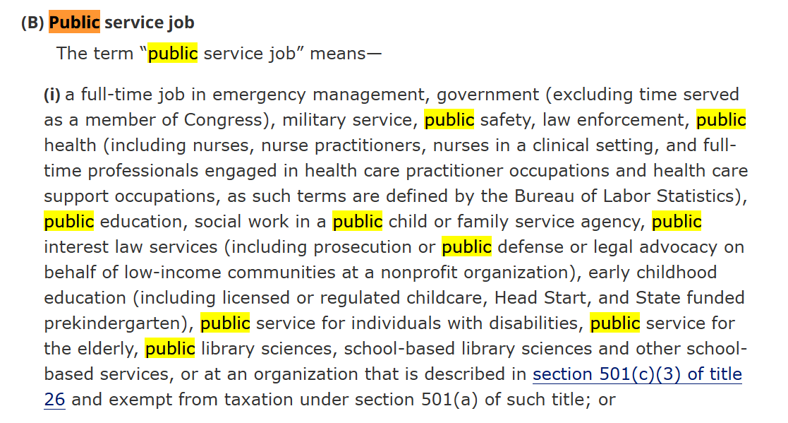 ZachSchermele's tweet photo. FYI, here's what the law says on PSLF eligibility. A president doesn't have the authority to unilaterally overturn a law with an executive order. 

https://t.co/v9xl6QgYXy https://t.co/b0TALgR0IJ