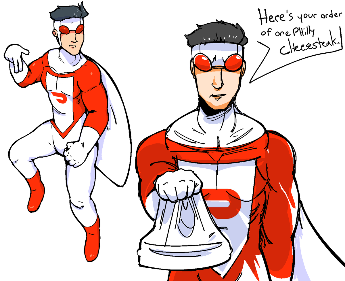 noniient's tweet image. my new invincible war oc his name is indoordashvincible