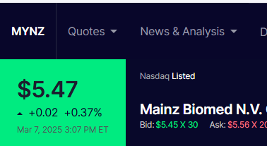 mataime1977's tweet photo. Smart money is positioning early. $MYNZ won’t stay cheap for long. Next target? $14+! 

#ThursdayMotivation $GELYF #RaisingKanan $BIDU #AureonCapital
#HD77 $WMT #ThursdayThoughts $CI #NYKvsLAL https://t.co/p3O9DYdP6O