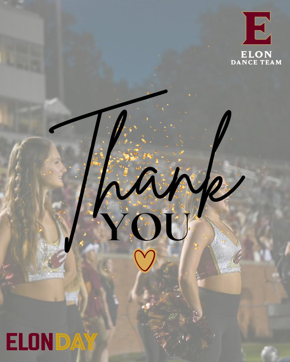 THANK YOU to everyone who gave to the Elon Dance Team on Elon Day! ❤️‍🔥💛❤️‍🔥