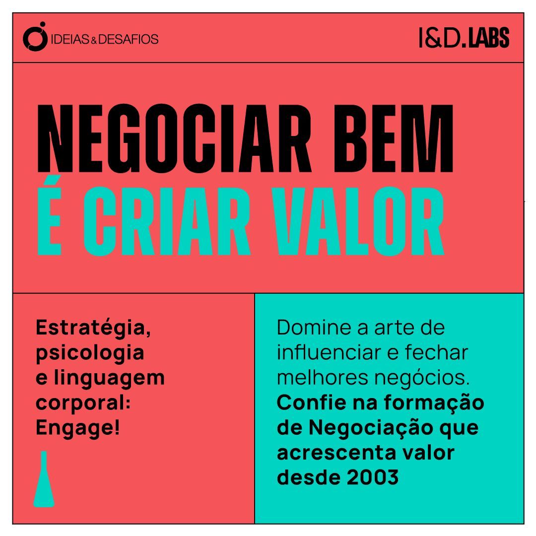 ideiasedesafios's tweet image. Engage.LAB - Novo programa de formação avançada em Negociação
Consulte as próximas datas no nosso site!   
bit.ly/4h1n2ky