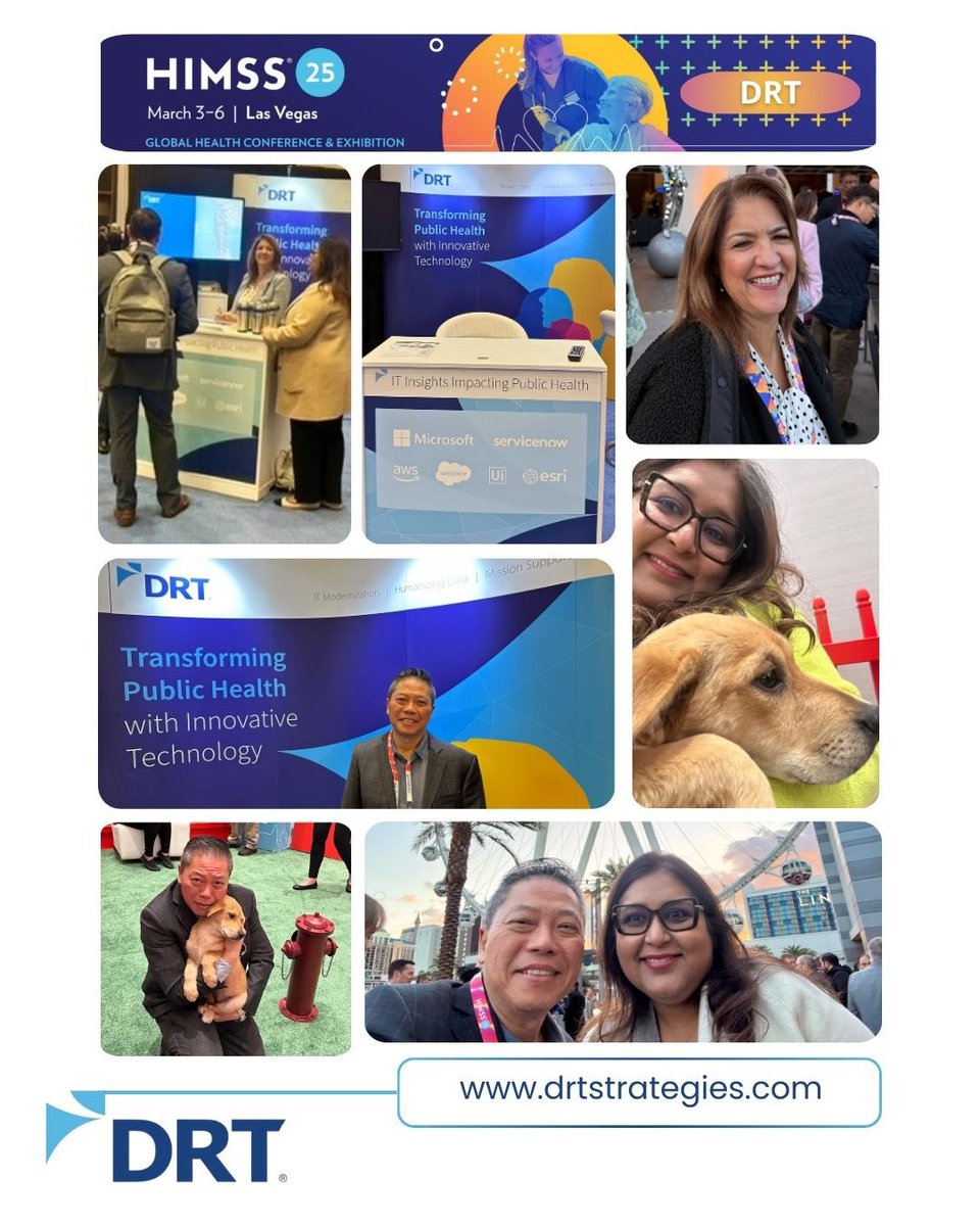 Our DRT Strategies team had a blast connecting with #GovCon and presenting DRT’s innovative Health IT solutions at the annual <a href="/HIMSS/">HIMSS</a> Global Health Conference &amp; Exhibition! 🧬 

#HIMSS #HIMSS2025 #HealthIT #DRTStrategies #PublicHealth #ThinkHardWorkSmart