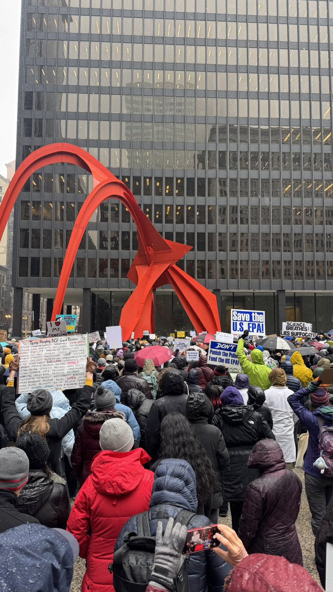 Snowy day in Chicago but still got out to protest against cuts to science funding! #StandUpForScience
