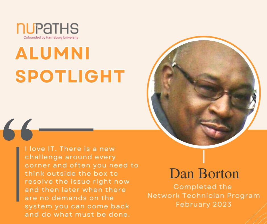 nu_paths's tweet image. 🌟 Inspiration Alert: Meet Dan Borton, one of our Alumni Success Stories. Dan, who has a background in IT since 2012, completed the Network Technician program and later became an instructor teaching IT students! 🎉
#networktechnician #techcertifications #cybersecurity