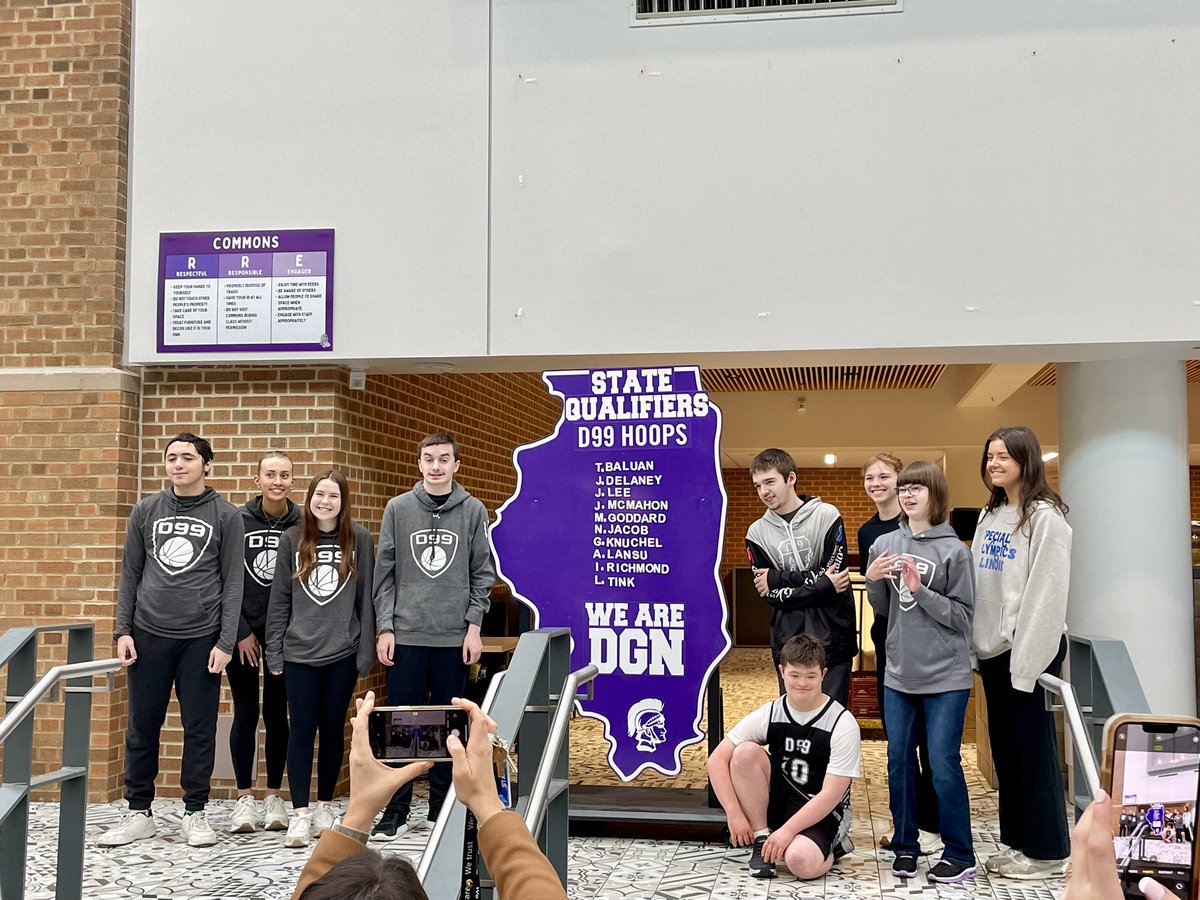 Good luck to all of our D99 Hoops players while they head to ISU for state! 🏀💜 #WeAreDGN #D99Hoops #99learns