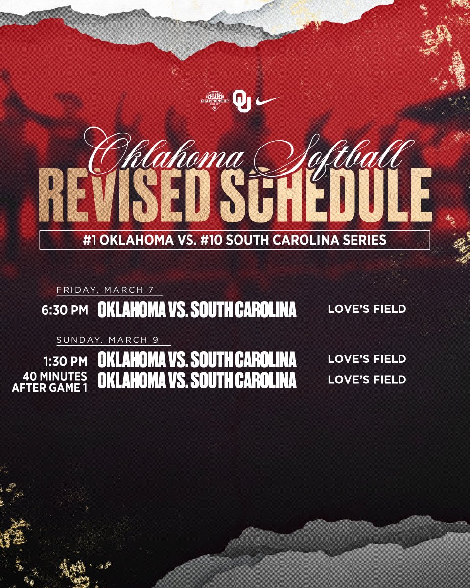 One today, two Sunday - Get the updated series schedule with South Carolina ↓

» ouath.at/3F8CPRz