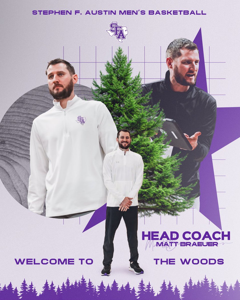 SFA_MBB's tweet image. The Texas Roots are being planted in The Piney Woods.
Please welcome the 13th Head Coach of Lumberjack Basketball, @MattBraeuer!
📰 : tinyurl.com/26sb5b2t
#AxeEm