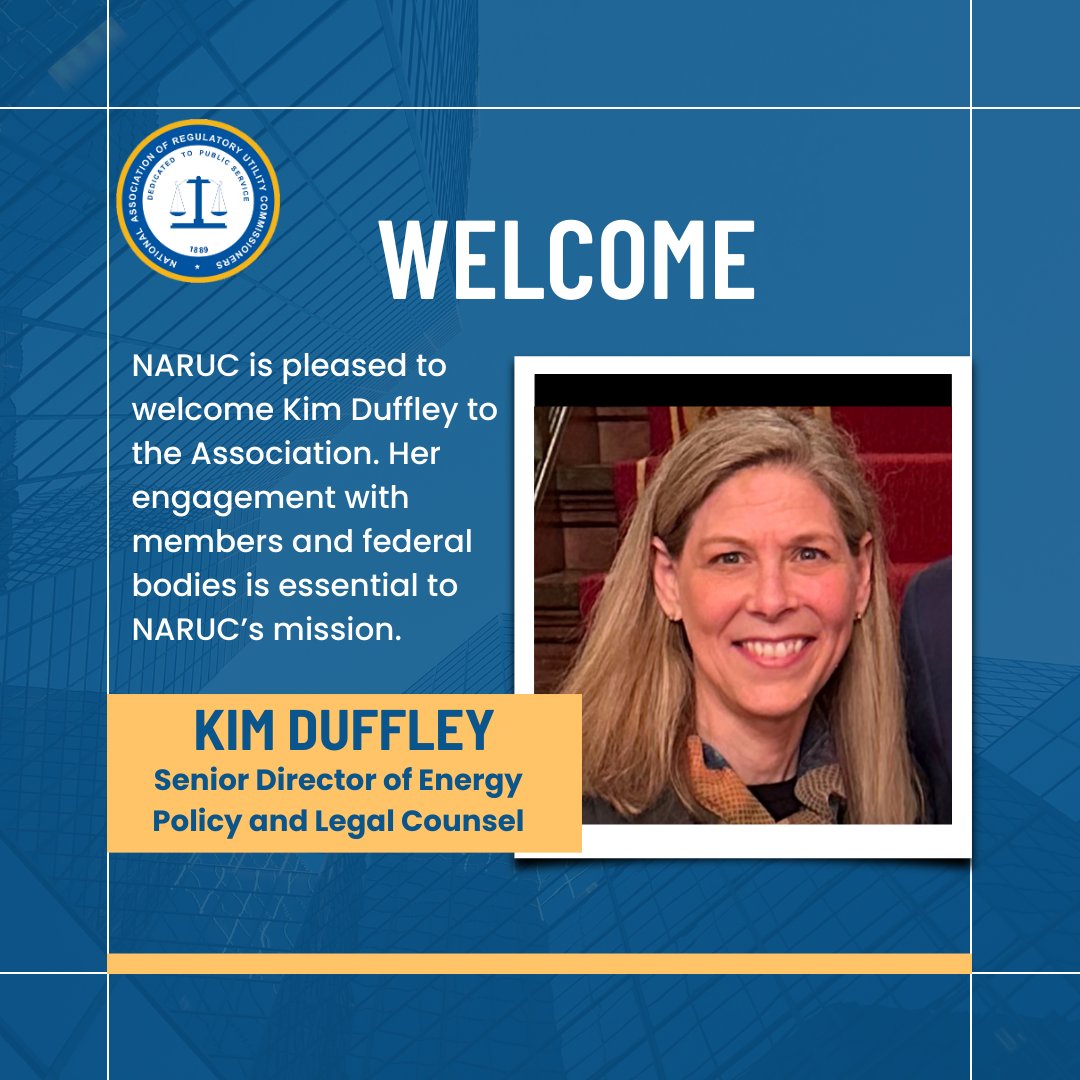 Join us in welcoming former North Carolina Commissioner Kim Duffley as our Sr. Director of Energy Policy and Legal Counsel. Her prior public service, specialized knowledge of #energy &amp; #utilities, and experience leading NARUC initiatives make her especially well-suited for this