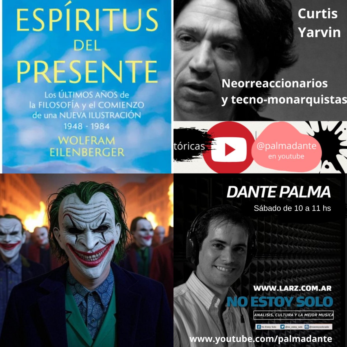 Este sábado desde las 10hs. Editorial: La comunidad es el enemigo; entrevista a Curtis Yarvin, el cerebro detrás de los neoreaccionarios y tecno monarquistas. Además comentamos Espíritus del presente de Eilenberger. Lo pueden escuchar aquí youtube.com/playlist?list=…