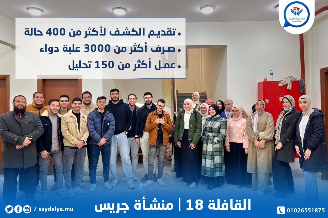 SaydalyaK's tweet photo. القافلة 18 في تاريخ الصيدلية 🌿❤️

بفضل الله ثم بدعمكم، تمت على خير قافلتنا الطبية رقم 18 في تاريخ الصيدلة  في قرية منشأة جريس بمركز أِشمون، قدمنا فيها:
• الكشف الطبي لأكثر من 400 حالة
• صرف أكثر من 3000 علبة دواء بالمجان
• عمل أكثر من 150 تحليل
#الصيدلية_الخيرية_رحلة_عطاء. ☘️ https://t.co/DKxVwkKNBv