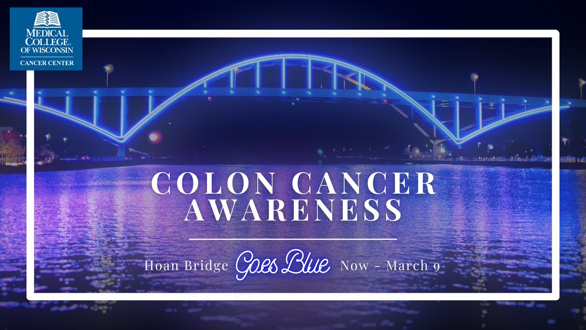 We're thrilled to <a href="/LightTheHoan/">Light The Hoan</a> blue for #ColorectalCancer (CRC) through March 10!💙     

Help raise awareness of #CRC burdens - get screened, share educational   resources and wear blue.    

Show us how you're making a difference. Share photos with us using #MCWGoesBlue.