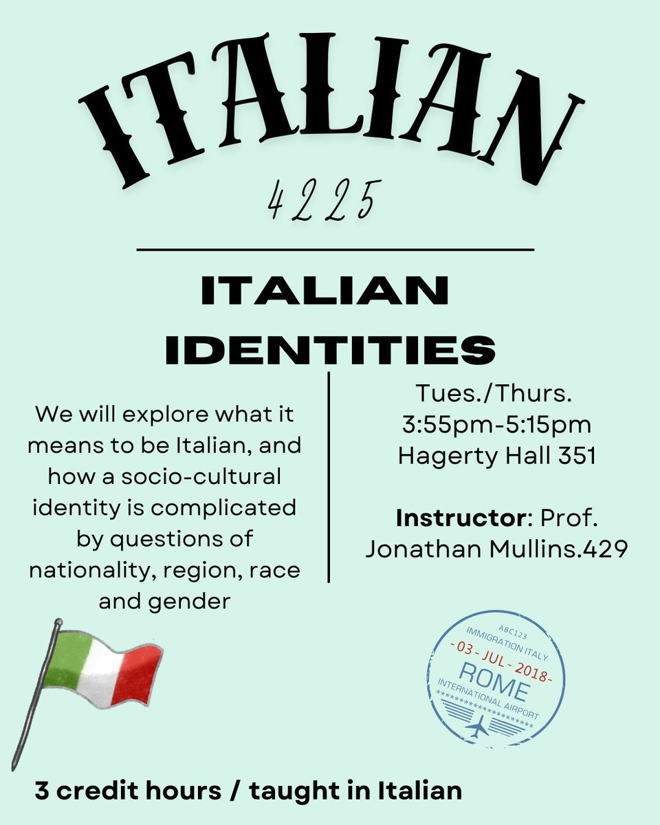 AUTUMN '25 COURSE OFFERING:
Italian 4225: Italian Identities

For more information, please visit the link below:
frit.osu.edu/autumn-2025-co…