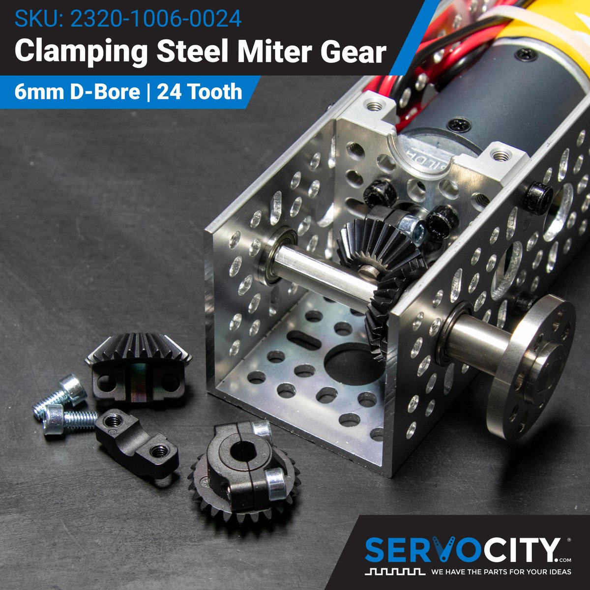 Add robust right-angle gear possibilities to your toolbox with the 6mm D-Bore Clamping Steel Miter Gear! With a super-secure clamping mechanism that holds to shafting it's perfect for transferring power at a 1:1 ratio in right angle gear assemblies!
servocity.com/clamping-steel…