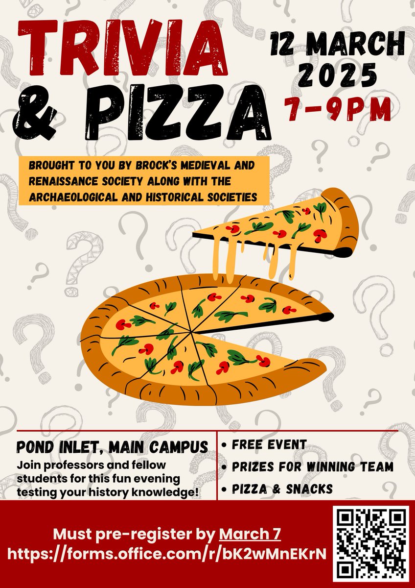 Brock History Dept (@historybrocku) on Twitter photo Save the Date for Pizza & Trivia Night! 🍕 Save the Date for Pizza & Trivia Night! 🍕