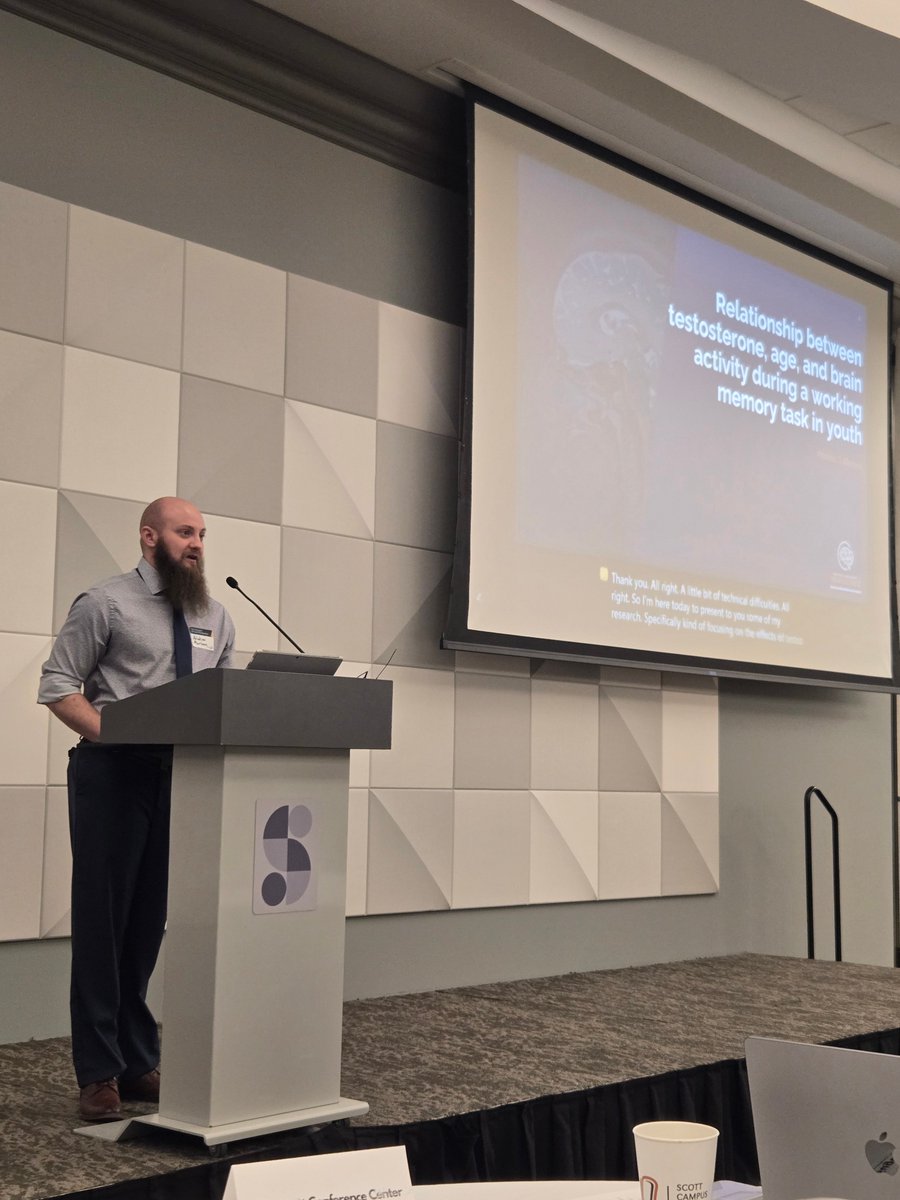 BoysTown_IHN's tweet photo. Dr. Attakias Mertens, a postdoctoral research fellow in the #BRAIClab, presented next on his research, "Relationships Between Testosterone, Age, and Brain Activity During a Working Memory Task in Youth"
#neuroscience #neuroimaging #IHN #postdoc #MRI @BoysTownHosp https://t.co/2sIb0x8Fka