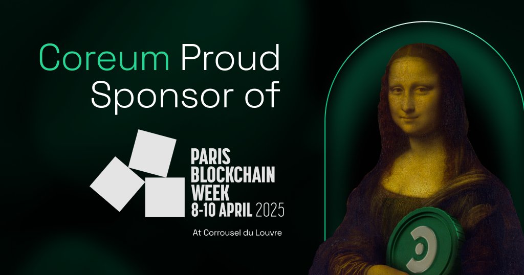 Rendez-vous à Paris! 🇫🇷

#Coreum is a proud sponsor of the 6th edition of <a href="/ParisBlockWeek/">Paris Blockchain Week</a>.

A premier Web3 event bringing together builders, institutions, policymakers, and innovators at the iconic Louvre Museum.

See you there!